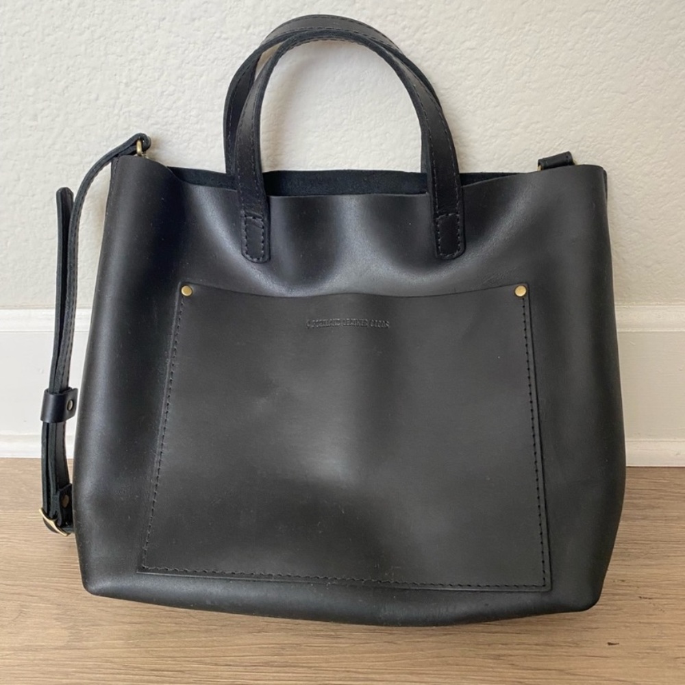 Portland Leather Goods Black Medium Crossbody Tote